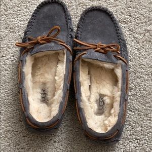 Gray UGG moccasin slippers